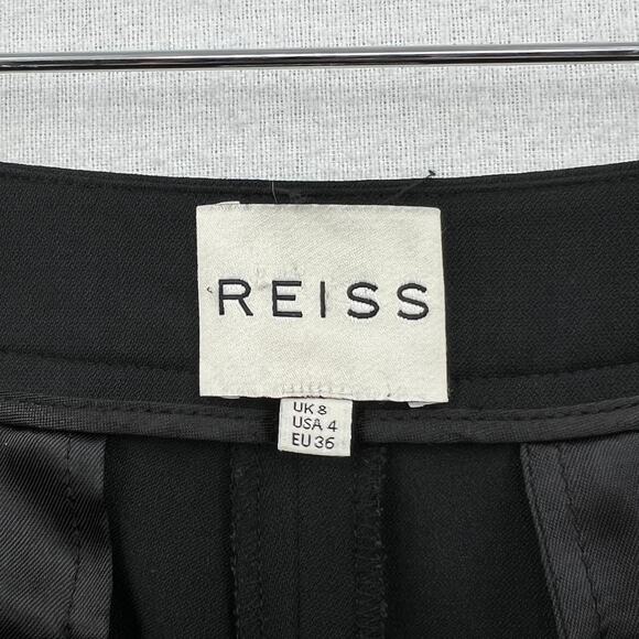 REISS Lee Trouser Pants Womens 4 Black Wool Mid Rise Tailored Slim Ankle Crop - Picture 9 of 15